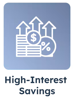 High-interest savings account icon: Low-risk cash savings for retirees