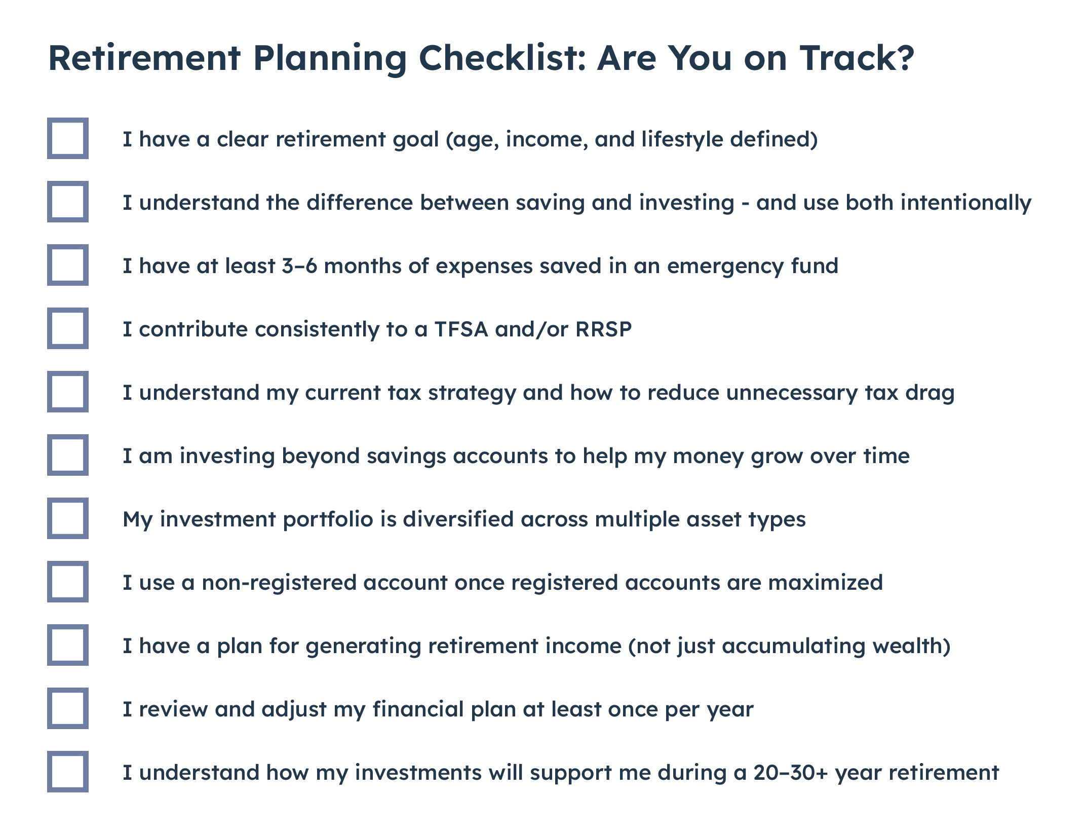 Checklist Retirement Planning Checklist